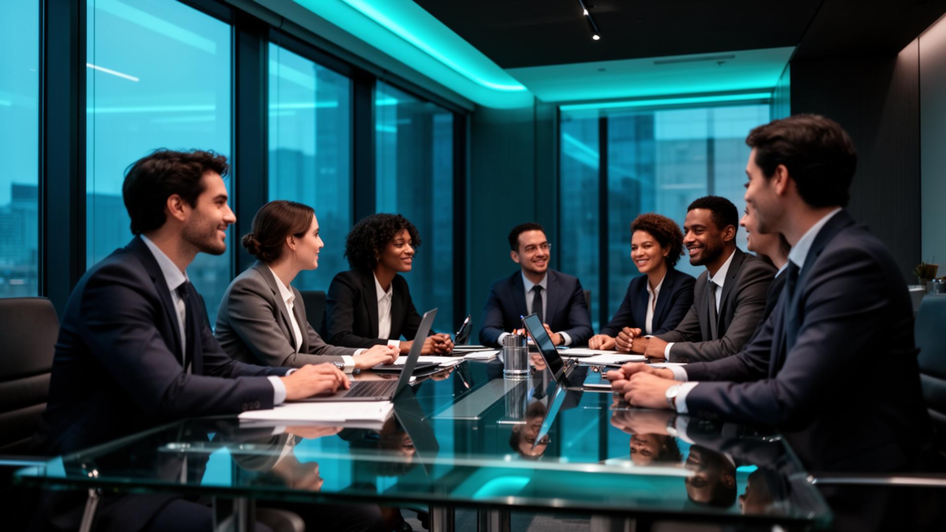 Redefined Industries strategy team collaborating with clients in a modern boardroom
